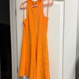 Ted Baker Bright Orange Midi Fit-and-Flare Dress size 2